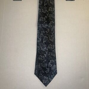 SEAN JOHN 100% Silk Mens Abstract Floral Necktie Black Blue Gray 3.25 X 58"